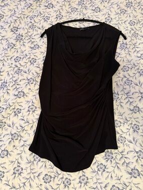 Chaus Black Draped Sleeveless Camisole